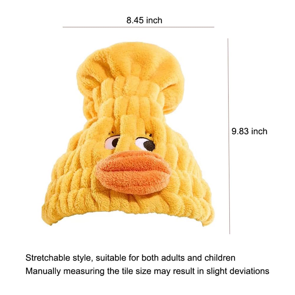 2-Pack Ultra Absorbent Boys Duck Hair Dry Wrap Towel, Cute Animal Quick Drying Cap for Kids, New Microfiber Hair Towel Wrap Dry Turban Soft Plopping Head Towels Shower Cap
