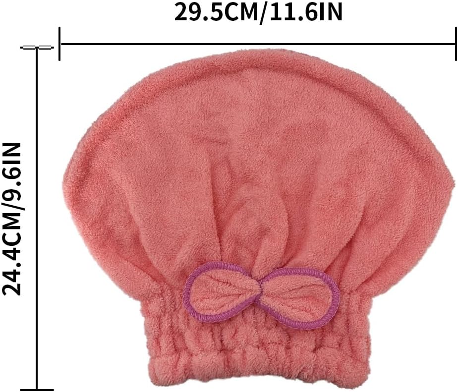 2Pack Microfiber Hair Towel Shower Cap for Women Hair Quick Absorbent Drying