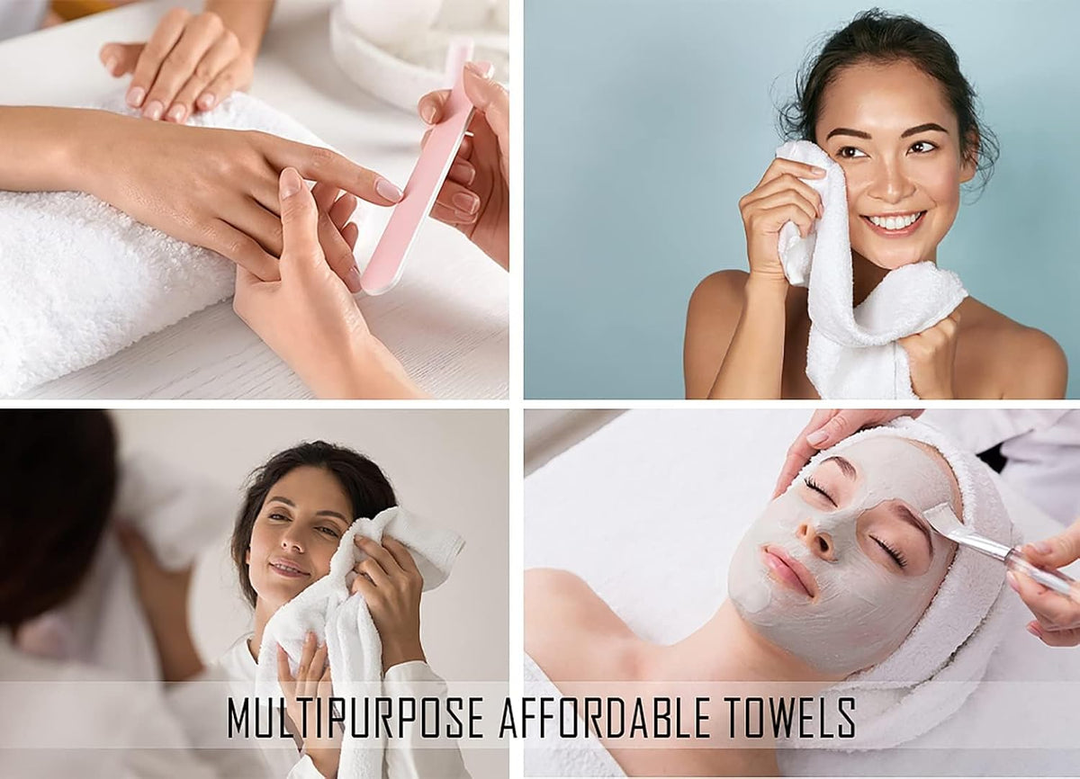12 Pack White 100% Cotton Bath Towels, 20x40 Inches, Lightweight, Quick Drying, Commercial Grade, Gym, Salon, Spa & Hair