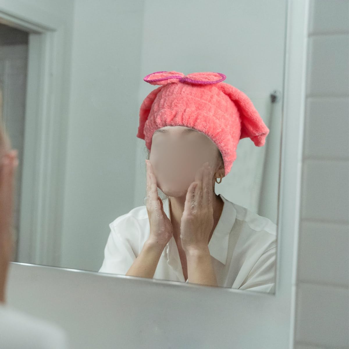 2Pack Microfiber Hair Towel Shower Cap for Women Hair Quick Absorbent Drying