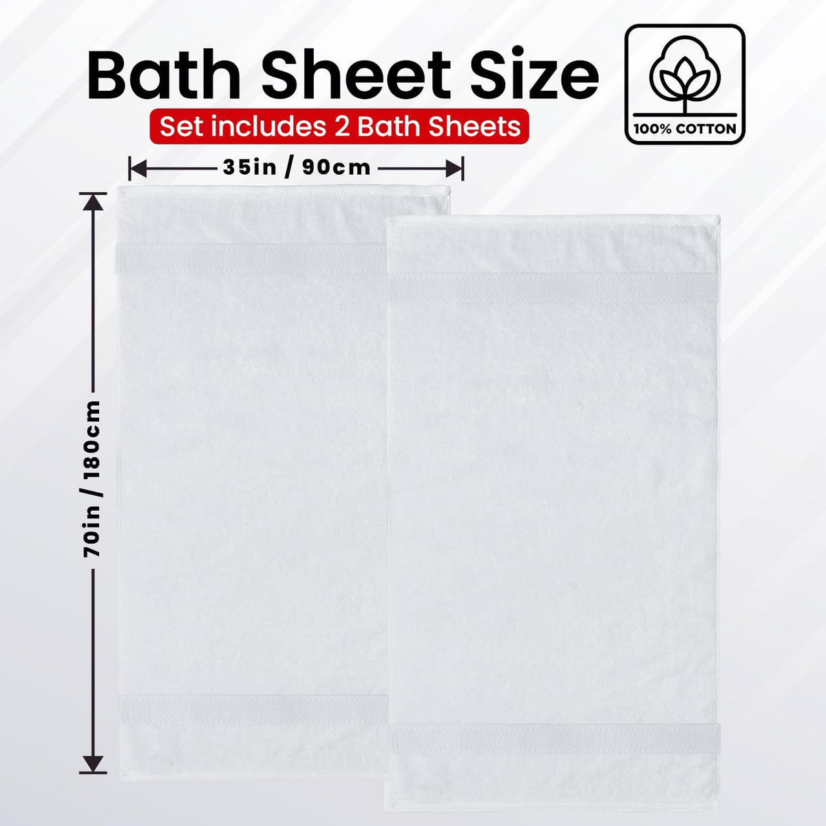 Infinitee Xclusives Bath Sheets Extra Large - 2 Pack - 600 GSM |35" x 70"|