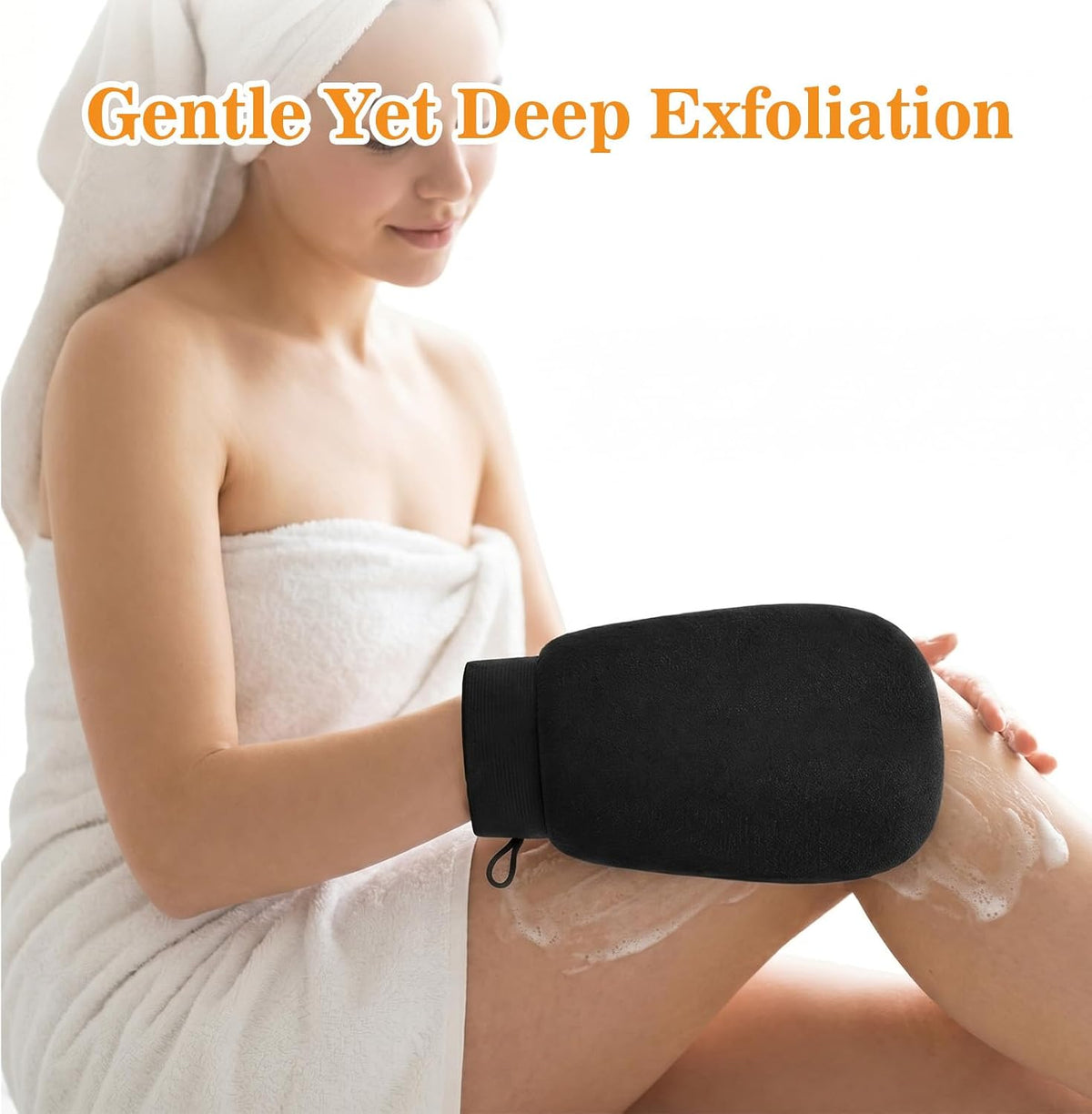 20 Pcs Exfoliating Gloves, Bulk Viscose Fiber Body Scrubber Mitts for Dead Skin Removal, Korean Style Shower Exfoliator for Men and Women, Black