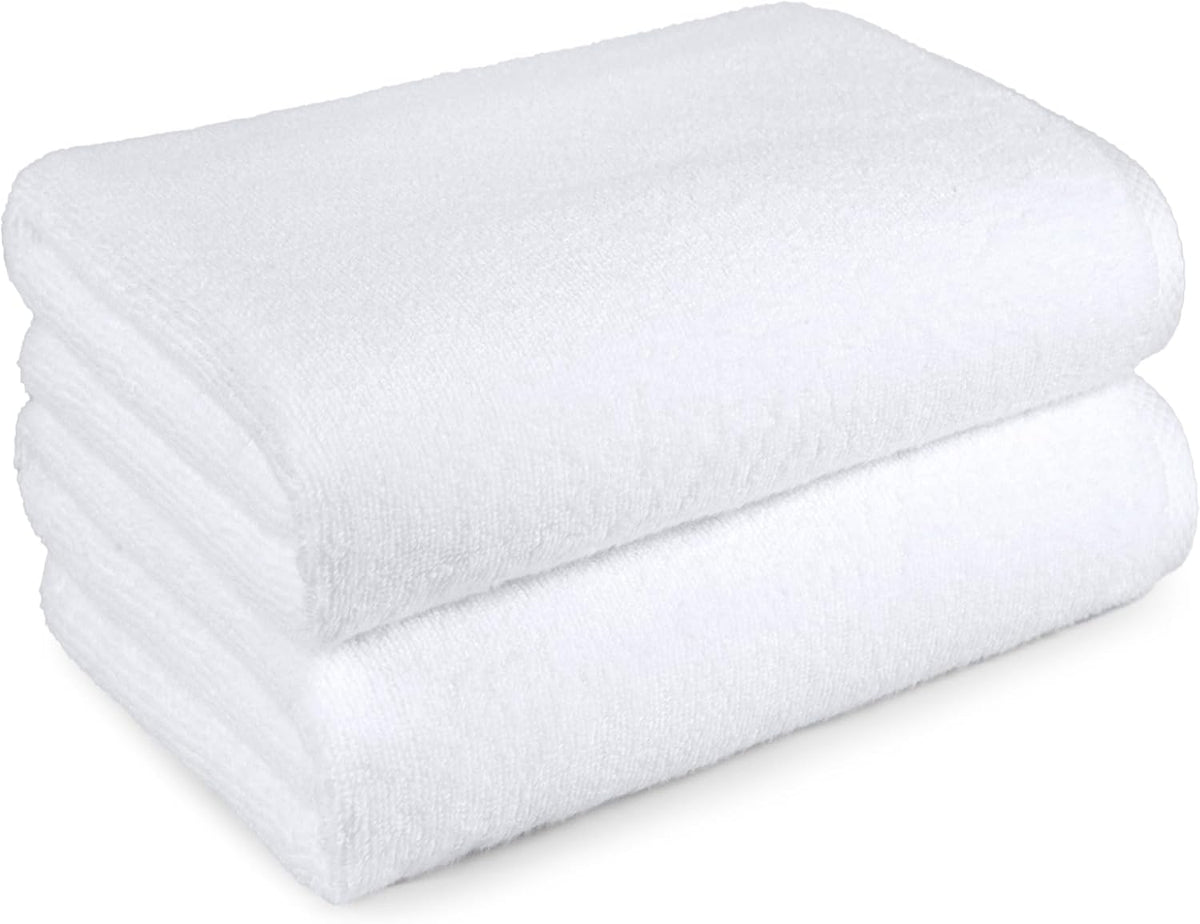 Amazon Basics 2-Piece Quick-Dry Oversize Bath Towel, 100% Cotton, 62" x 30", White