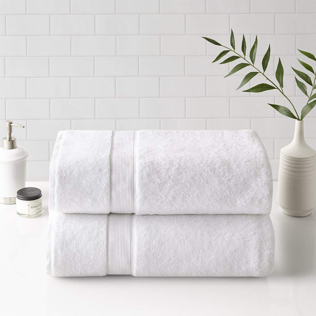 Madison Park Cotton Bath Sheet 2 Piece Oversized, 800GSM, 34" x 68" White