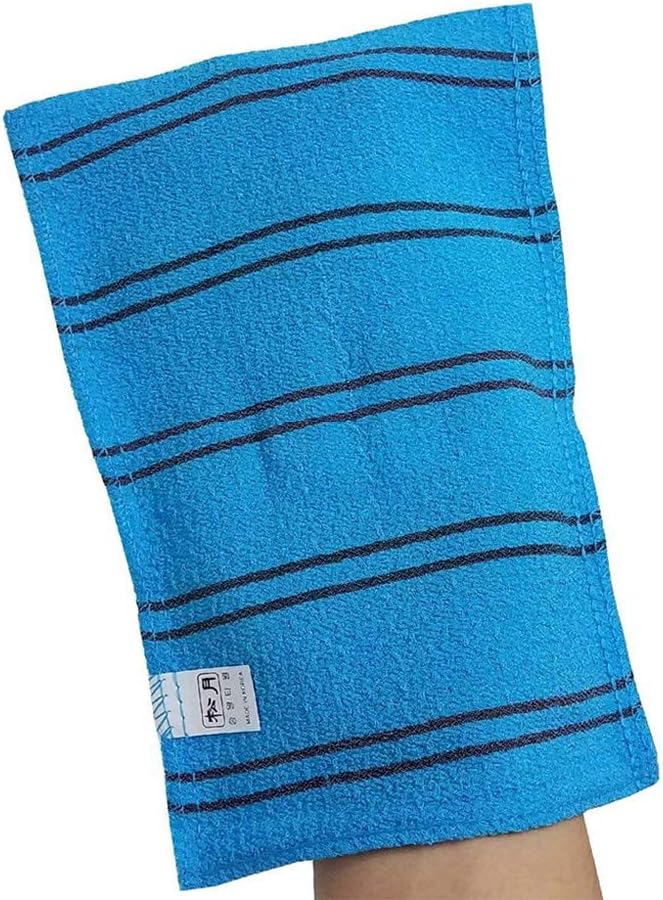 SONGWOL 10 Pack Korean Beauty Skin Large Exfoliating Bath Shower Towel Gloves Scrub Wash Clothes Made in Korea Blue