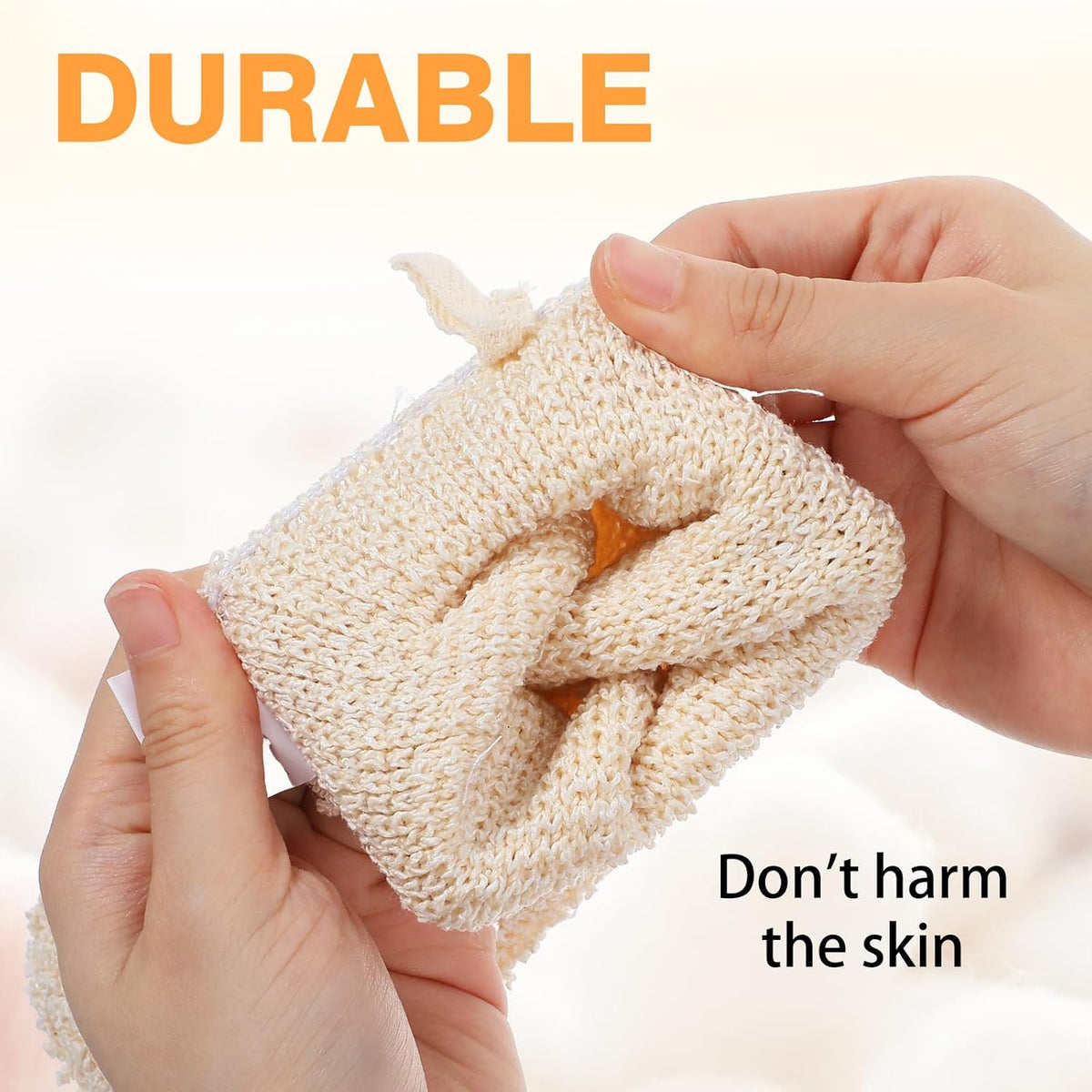 2Pcs Natural Bath Gloves, Exfoliate Glove Shower Mitt for Women Men, Soft Loofah Gloves Mitts Washcloth, Fiber Exfoliating Mitt for Body Scrub and Cleansing