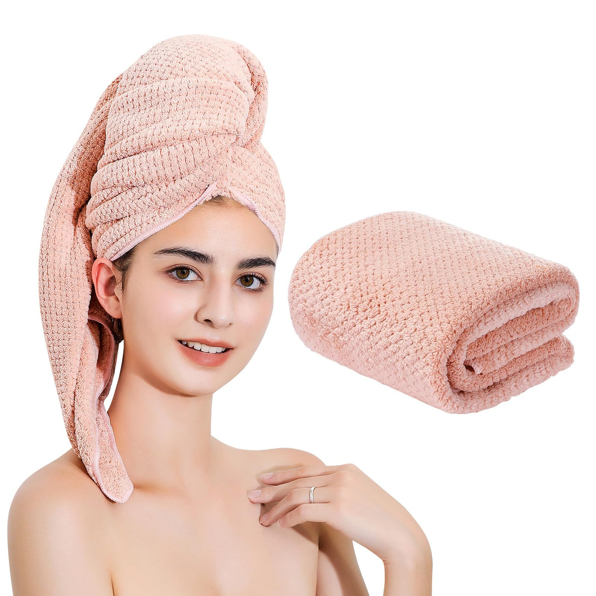 Microfiber Hair Towel Quick Dry Hair Towel Hair Drying Towels Suitable for All Kinds of Hair Ultra Absorbent Long and Thick Hair 24X48inch Dark Brown (1pcs)