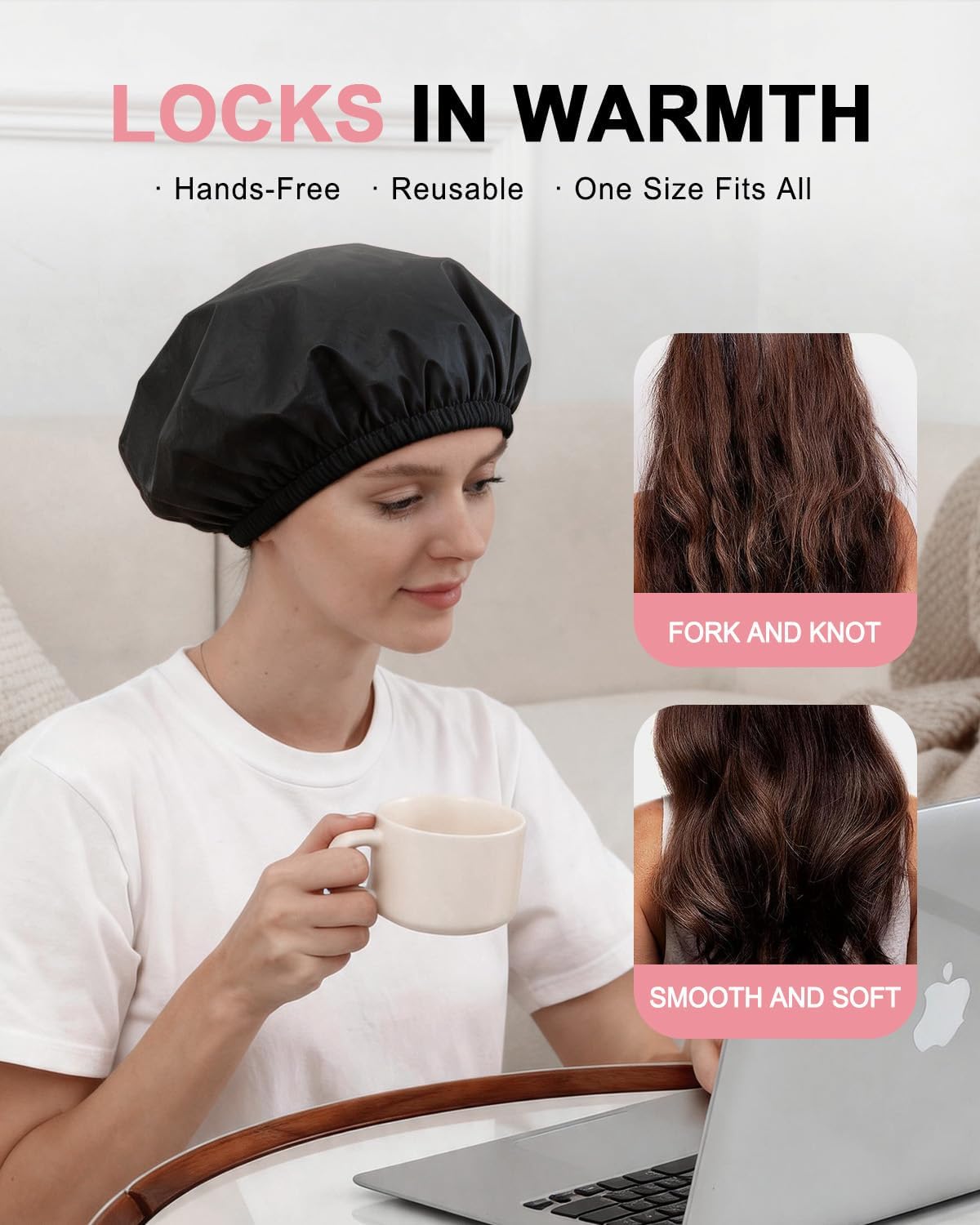 YIZIJIZI 2 Pack Hair Heat Cap for Deep Conditioning, Thermal Cap