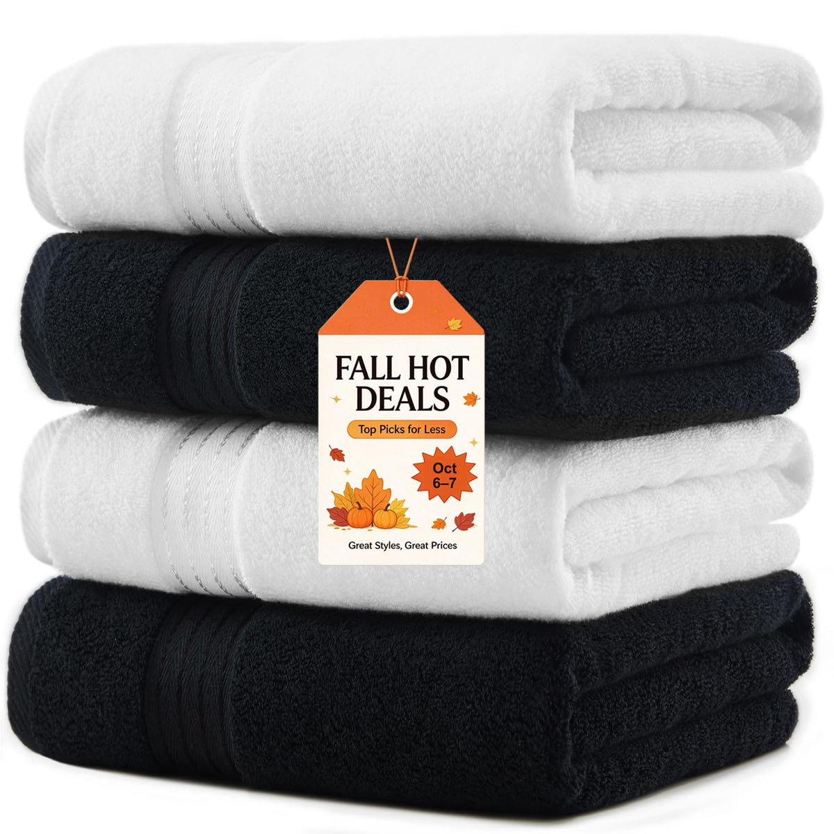 COZYART Luxury Bath Towels 4 PCS, 27x54 650 GSM Turkish Cotton Burnt Orange