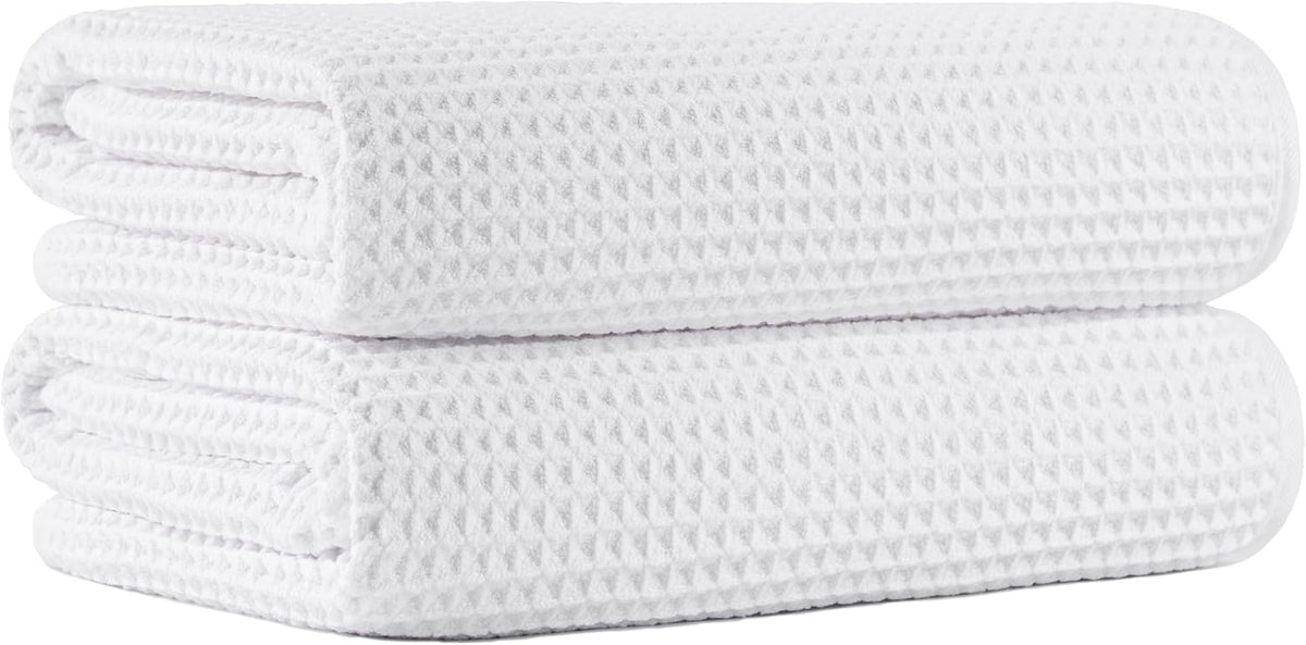 MICROFI New Microfiber Waffle Bath Towels, 2 Pieces, Oversized, Soft, Absorbent, Fast Drying, Lint Free 430 GSM (30''x60''/76cm x 152cm)