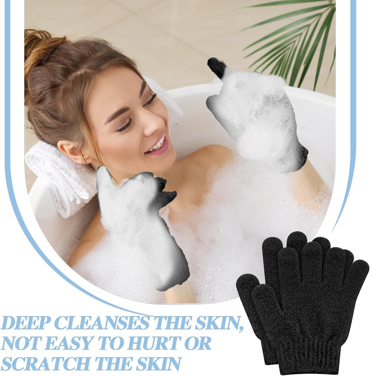Ramede 30 Pair Exfoliating Gloves Double Sided Nylon Scrubbers, Black