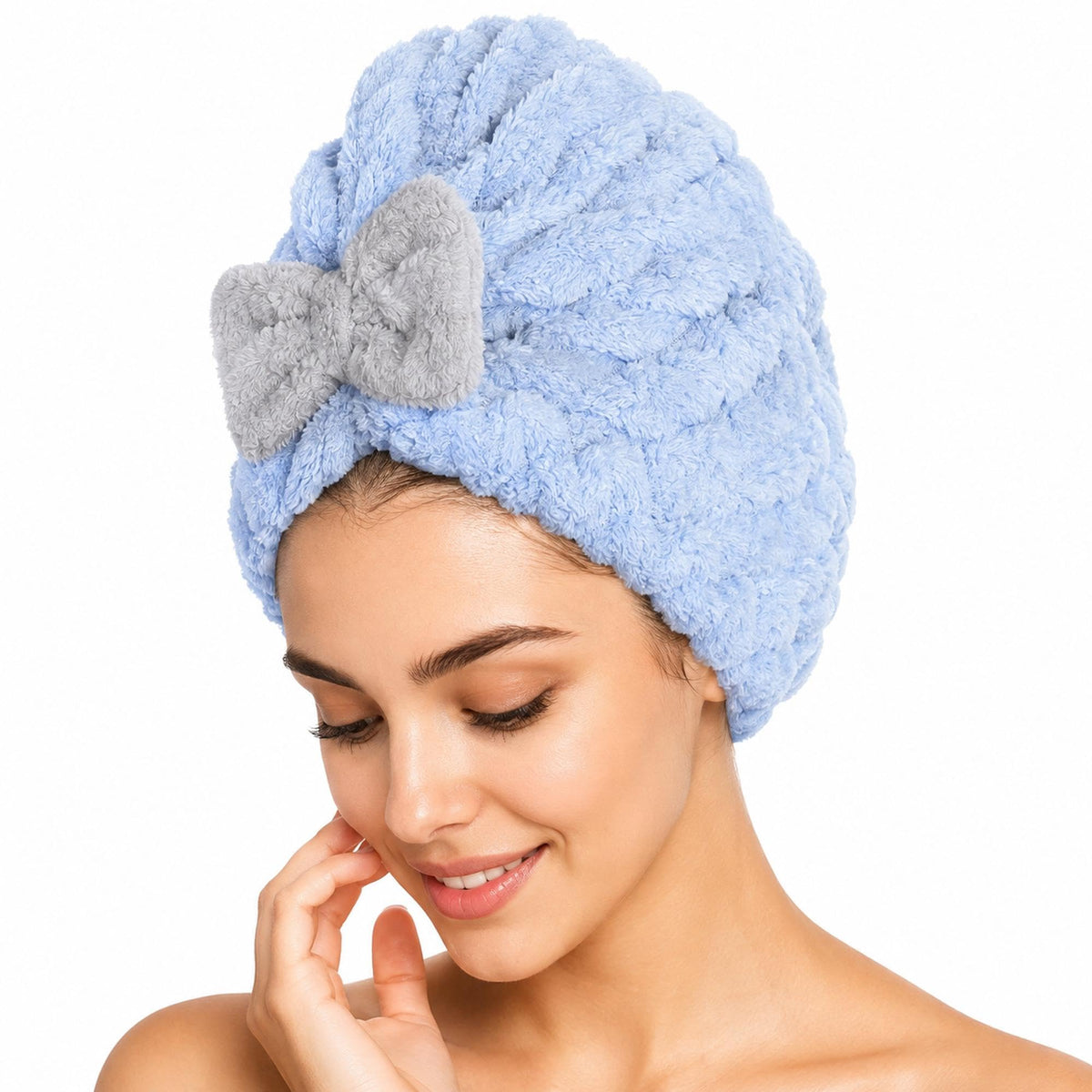2 Pcs Microfiber Hair Towel Cap for Women, Super Soft Absorbent