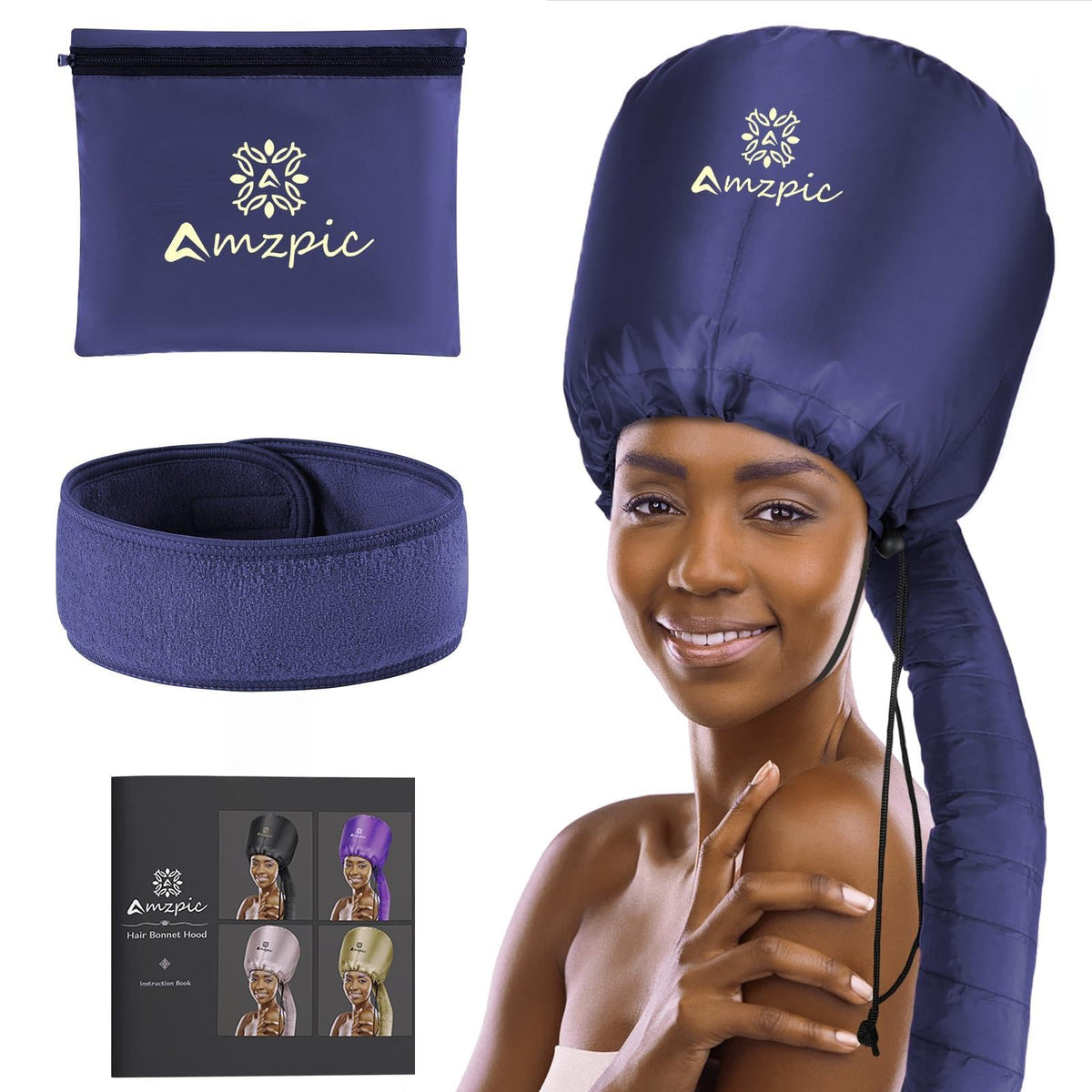 Bonnet Hood Hair Dryer Attachment - Soft, Adjustable Extra Large Bonnet Hair Dryer for Speeds Up Drying Time at Home, Easy to Use for Styling, Curling and Deep Conditioning (Pink)