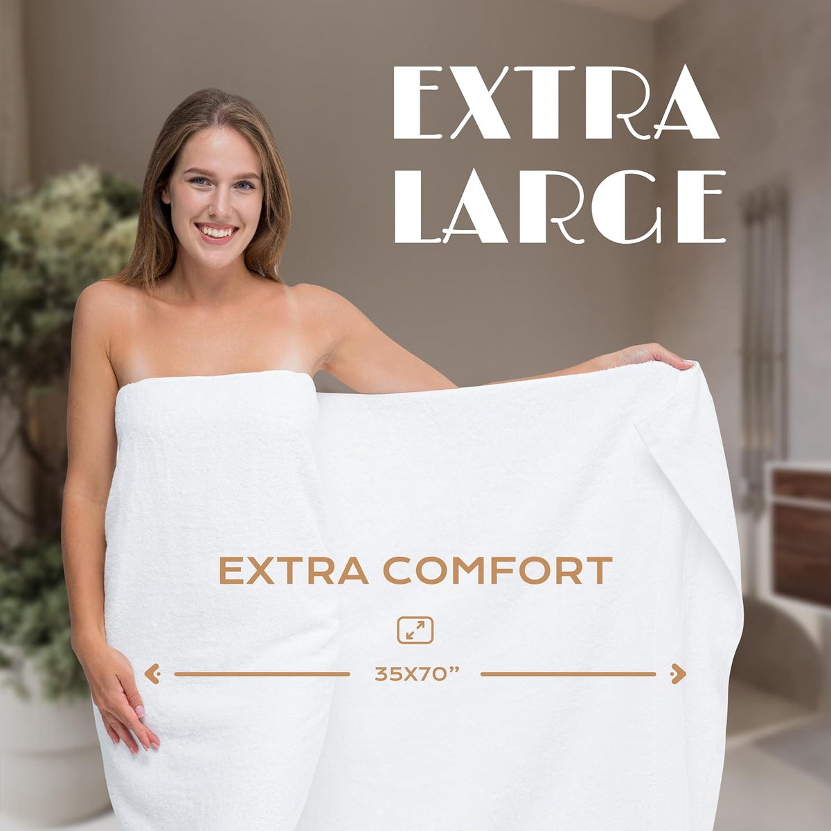 Wealuxe White Bath Sheets Extra Large - 35x70, 2 Pack, Soft and Absorbent