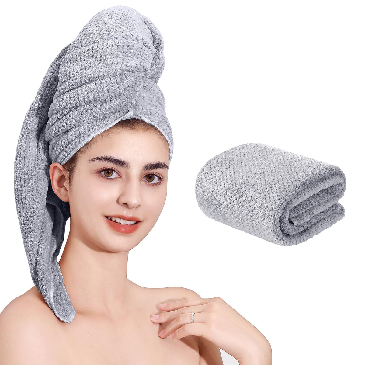 Microfiber Hair Towel Quick Dry Hair Towel Hair Drying Towels Suitable for All Kinds of Hair Ultra Absorbent Long and Thick Hair 24X48inch Dark Brown (1pcs)