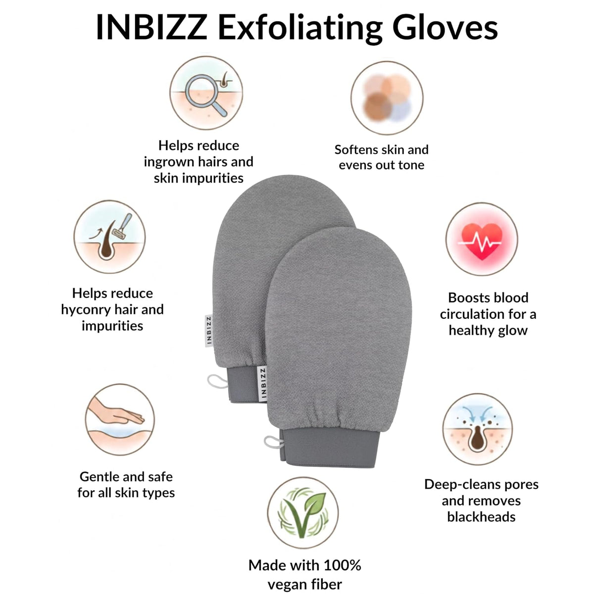 Premium Double Layer Exfoliating Bath Mitt, Silver Grey, 2PC