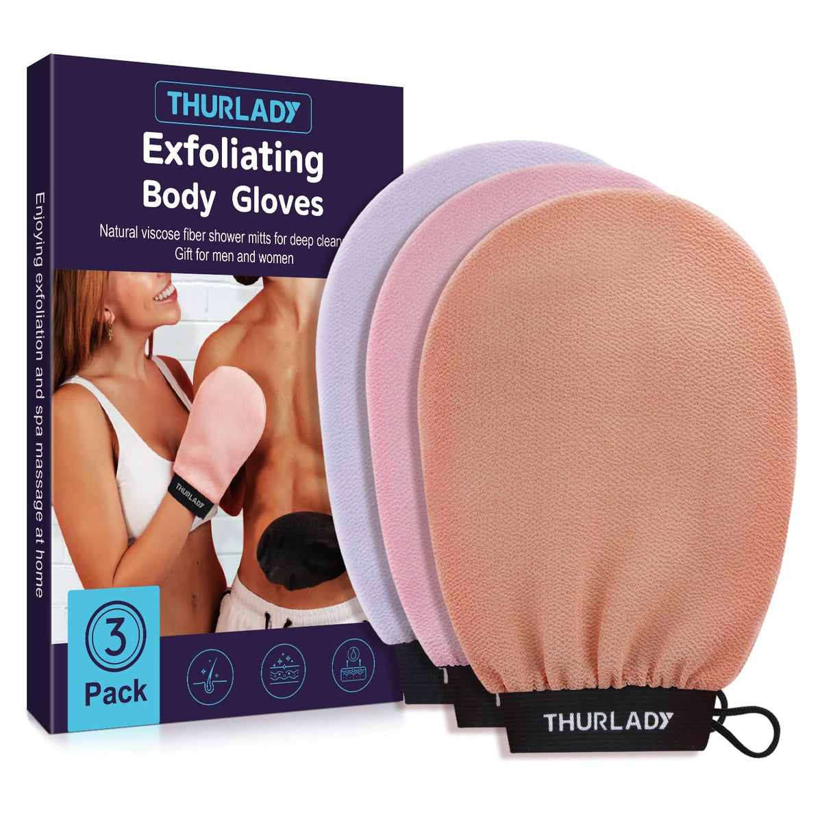 Exfoliating Glove, Korean Exfoliating Mitt, Body Scrub, 3ct