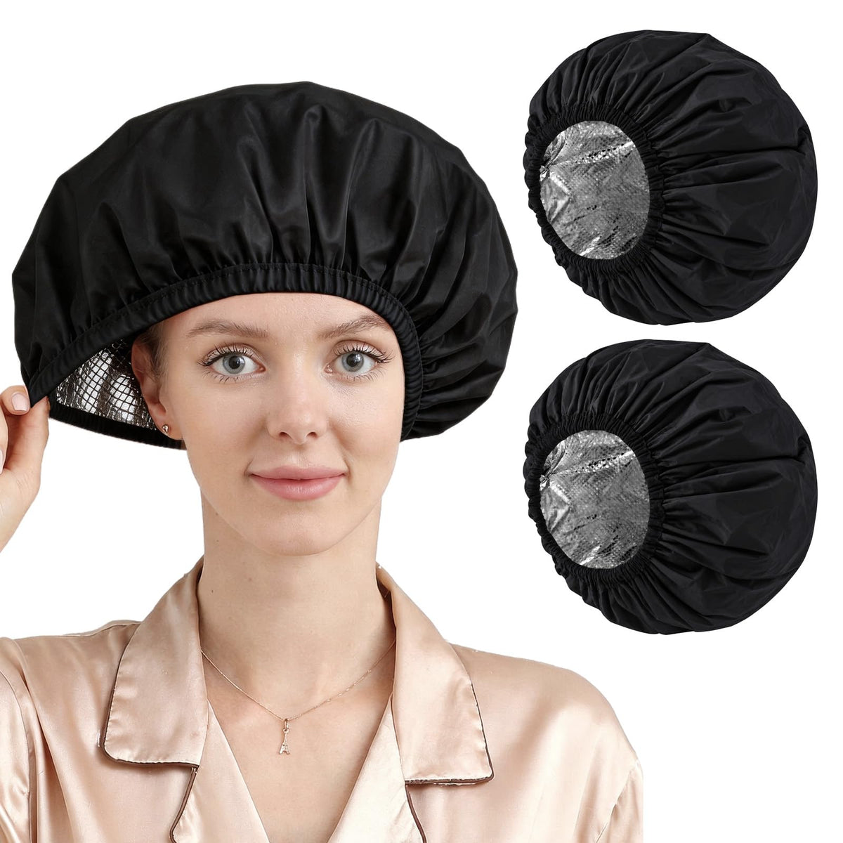YIZIJIZI 2 Pack Hair Heat Cap for Deep Conditioning, Thermal Cap