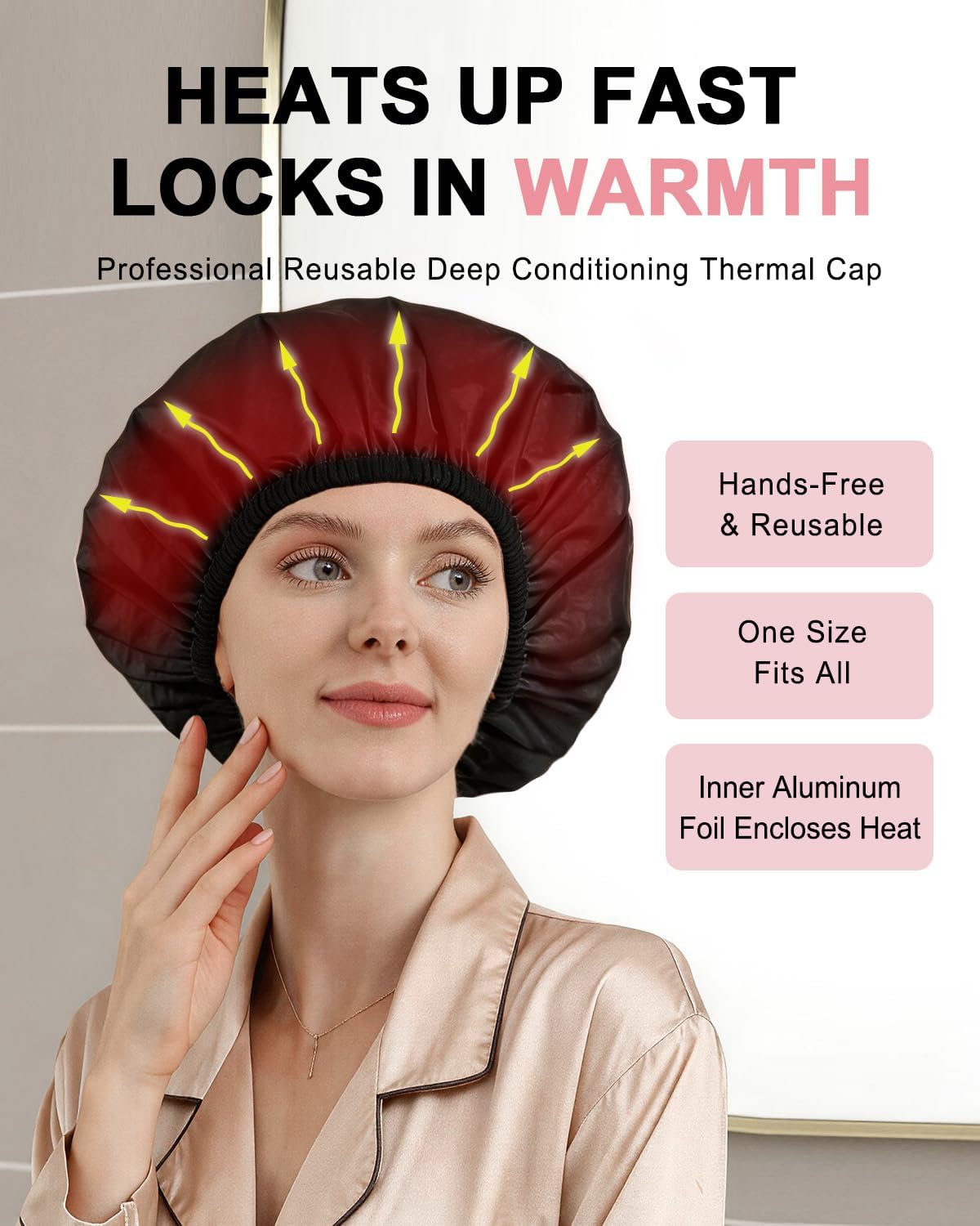 YIZIJIZI 2 Pack Hair Heat Cap for Deep Conditioning, Thermal Cap