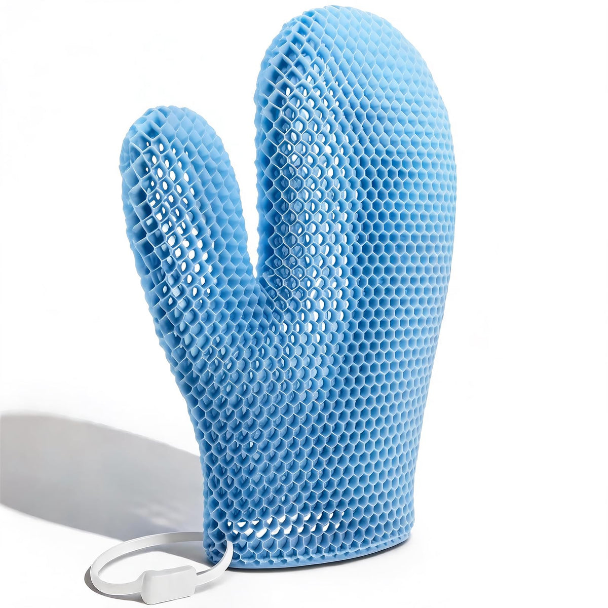 Bath Mitt - Exfoliating Glove, Honeycomb Body Scrubber,Massage Body Scrub Gloves for Home Spa,Mitt Sponges for Cleaning Body,Deep and Gentle,Fast foaming (Blue(Softer,Small Size))