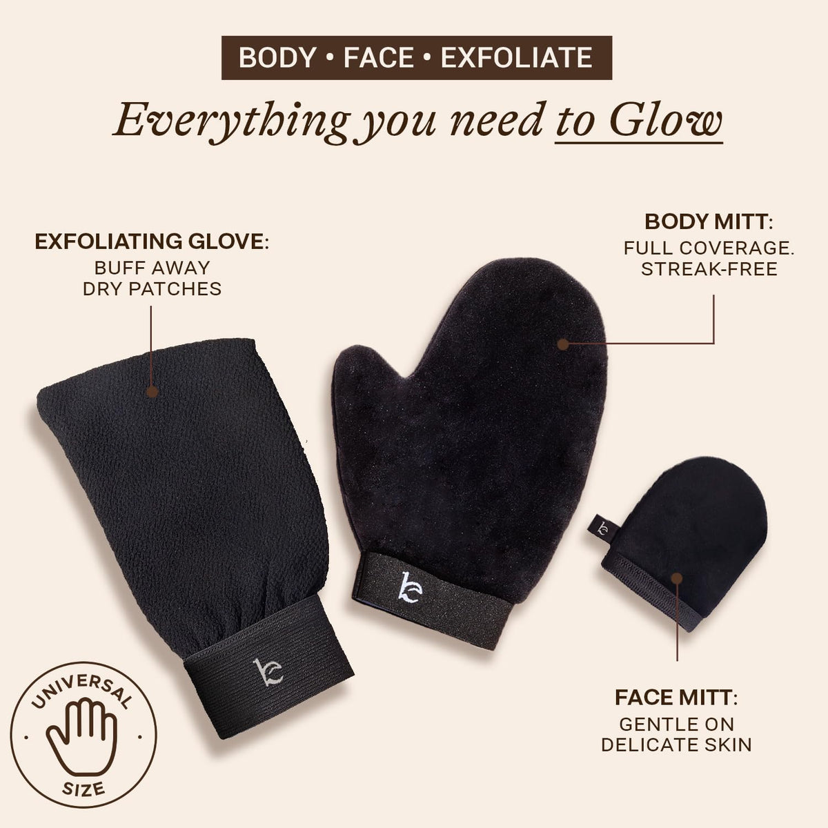 Self Tanning Mitt Applicator Set – 3-in-1 Velvet Mitts