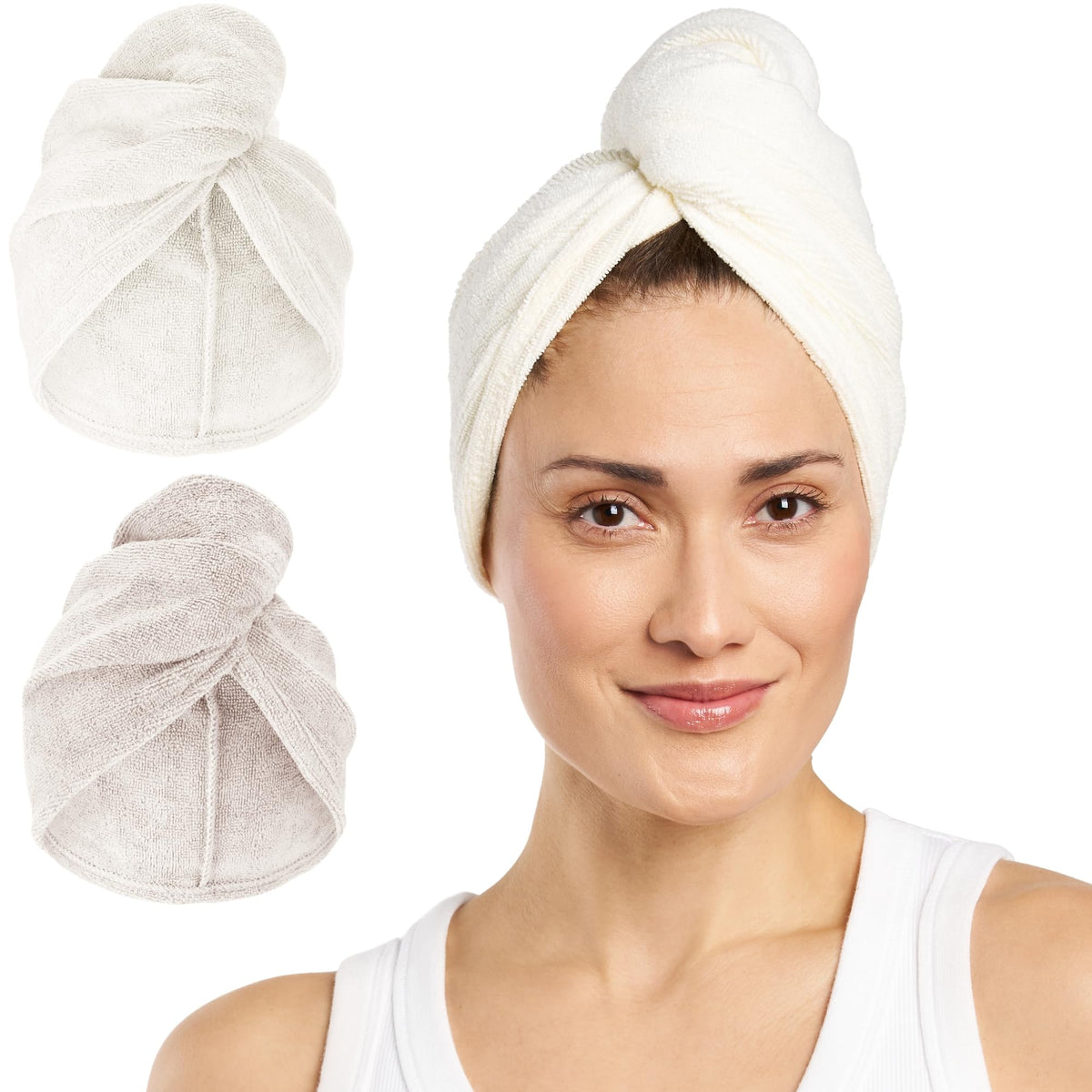 Turbie Twist Microfiber Hair Towel, Grey & Light Pink (2 Pack)