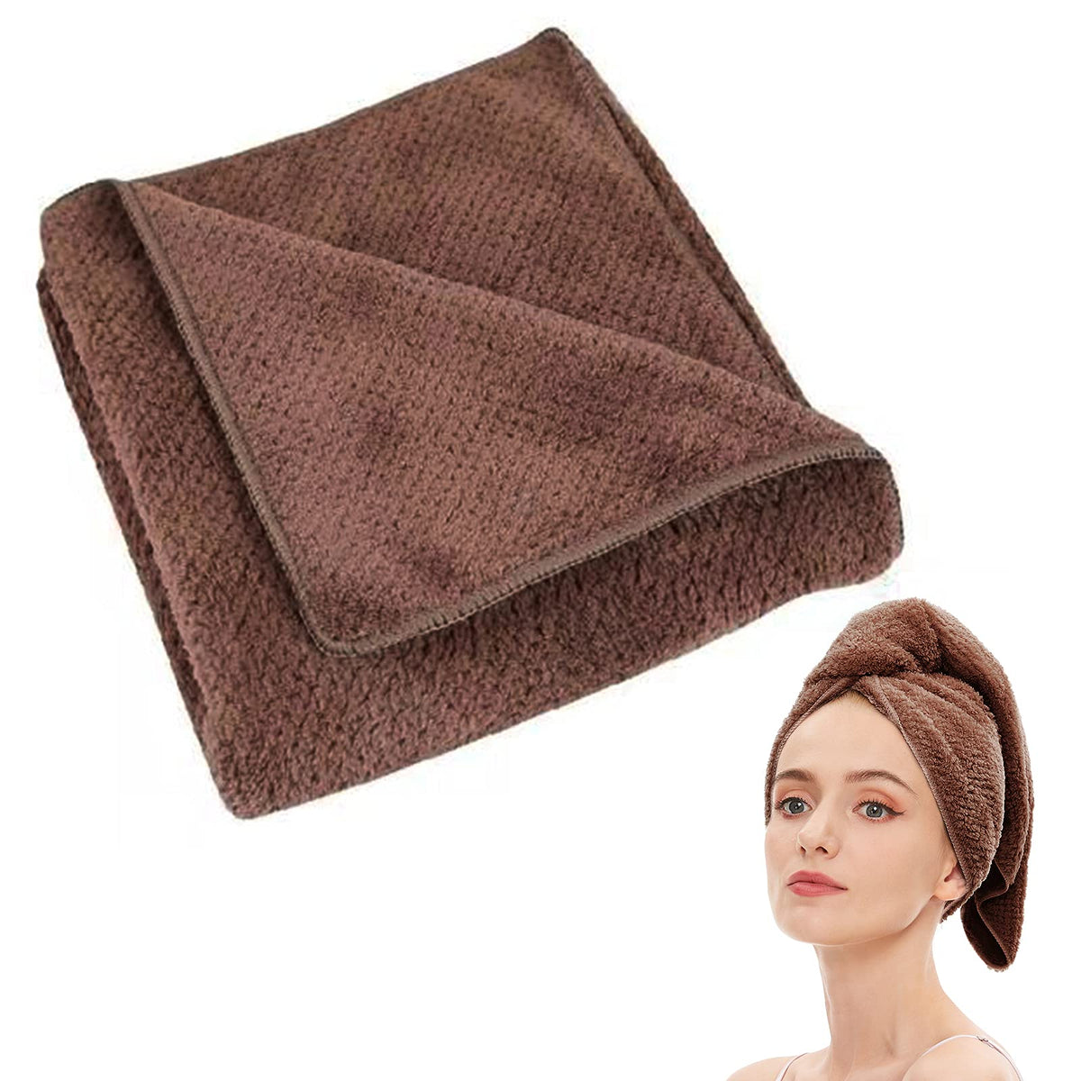 Microfiber Hair Towel Quick Dry Hair Towel Hair Drying Towels Suitable for All Kinds of Hair Ultra Absorbent Long and Thick Hair 24X48inch Dark Brown (1pcs)