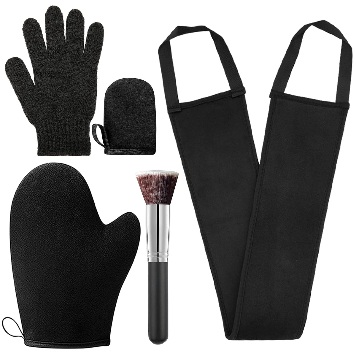 5 Pack Self Tanning Mitt Applicator Kit - Face Tan Mitt, Back Lotion Applicator, Exfoliating Glove, Tanning Brush,Mini Tanner Mitt