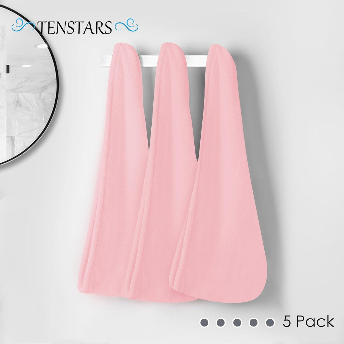 TENSTARS Hair Towel Wrap for All Hair Types, 5 Pack Microfiber Turban