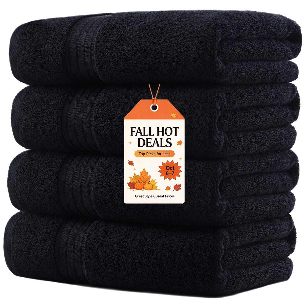 COZYART Luxury Bath Towels 4 PCS, 27x54 650 GSM Turkish Cotton Burnt Orange