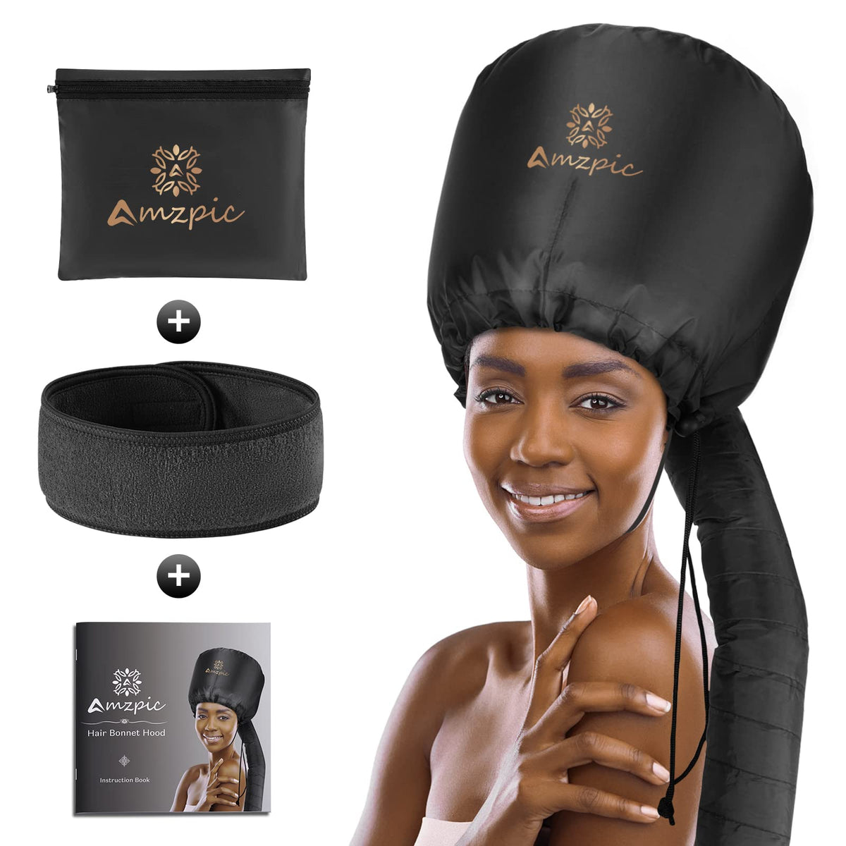 Bonnet Hood Hair Dryer Attachment - Soft, Adjustable Extra Large Bonnet Hair Dryer for Speeds Up Drying Time at Home, Easy to Use for Styling, Curling and Deep Conditioning (Pink)