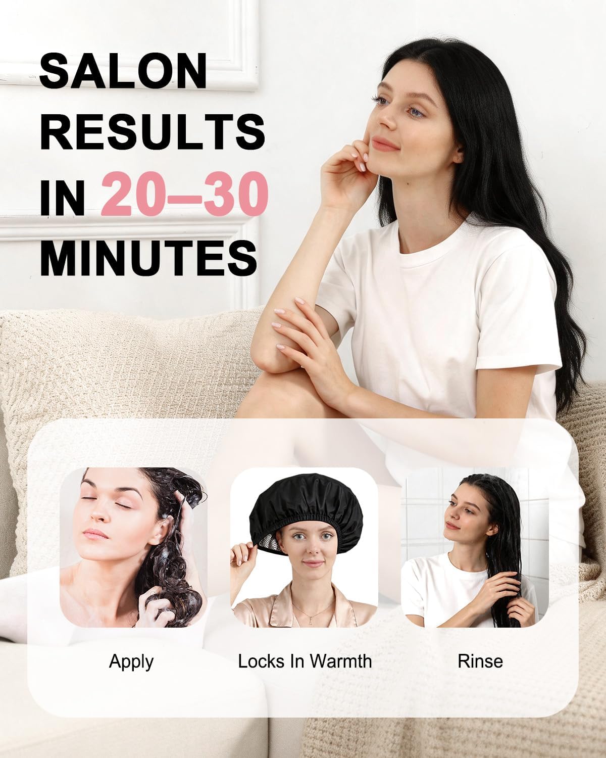 YIZIJIZI 2 Pack Hair Heat Cap for Deep Conditioning, Thermal Cap