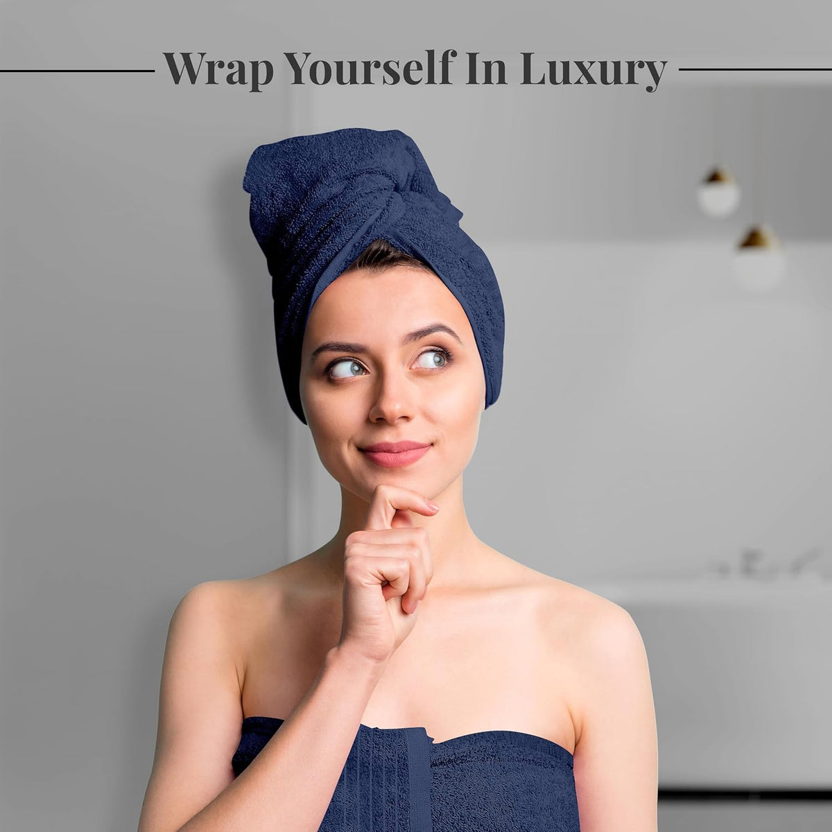 Tens Towels 4 Piece Extra Large Bath Towels 30 x 60 Inches, Navy