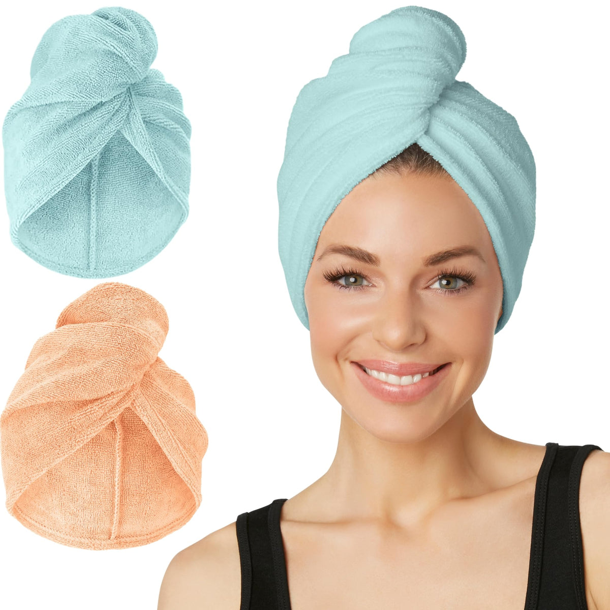 Turbie Twist Microfiber Hair Towel, Grey & Light Pink (2 Pack)