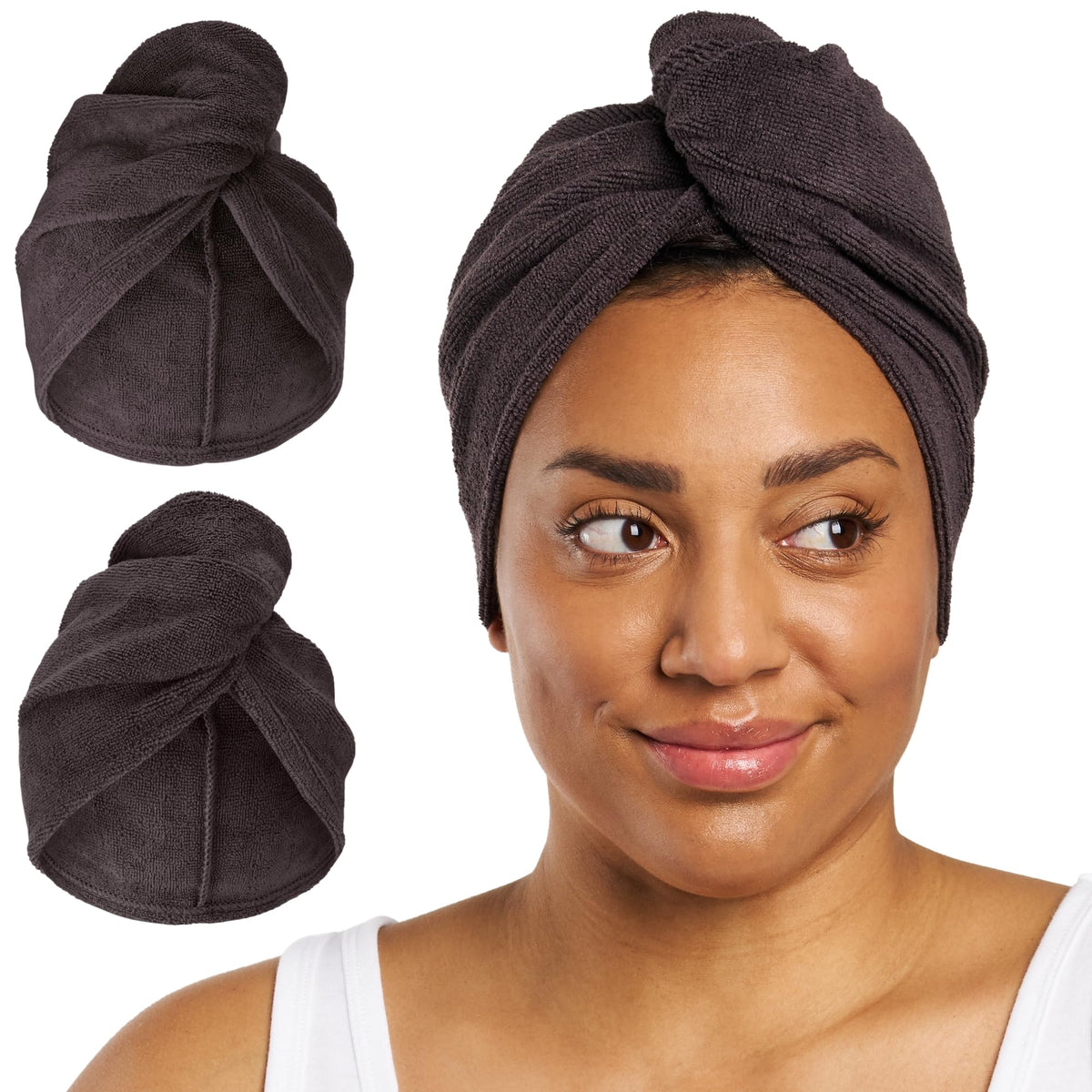 Turbie Twist Microfiber Hair Towel, Grey & Light Pink (2 Pack)