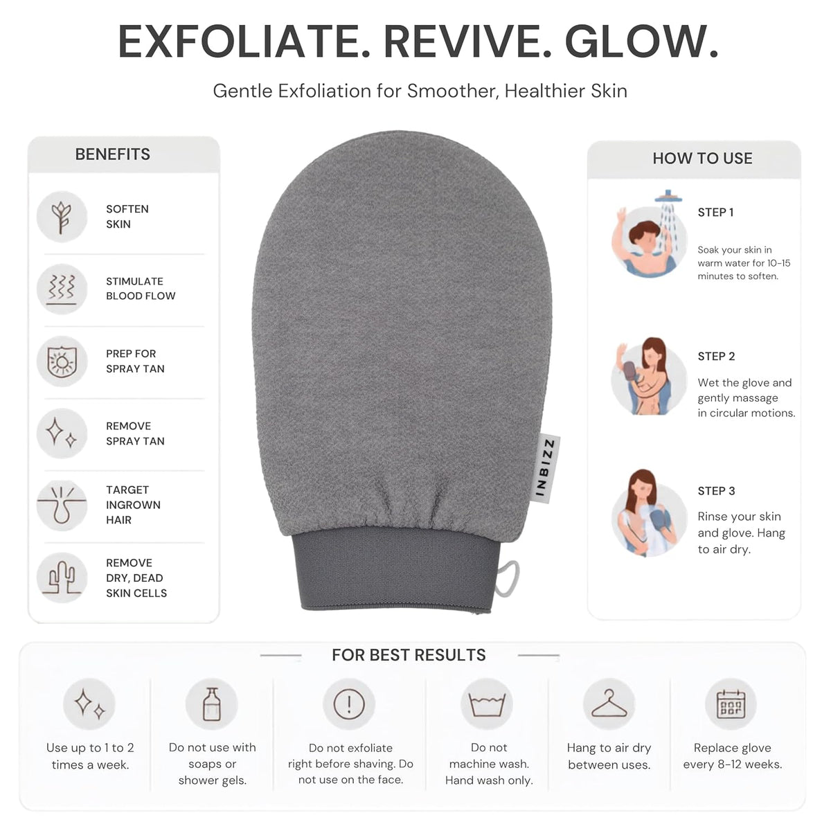 Premium Double Layer Exfoliating Bath Mitt, Silver Grey, 2PC