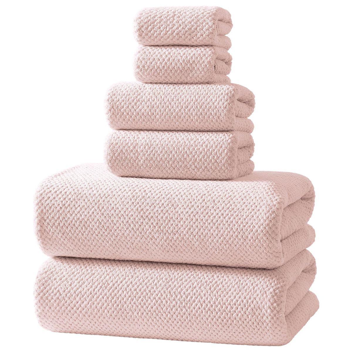 REDKISS 6-Piece Bath Towel Set - 2 Washcloths, 2 Hand Towels, 2 Bath Towels | Ultra-Fiber Coral Fleece, Super Absorbent, No Lint & No Fading | Perfect for Bathroom, Spa, Gym | Family & Adults-Camel