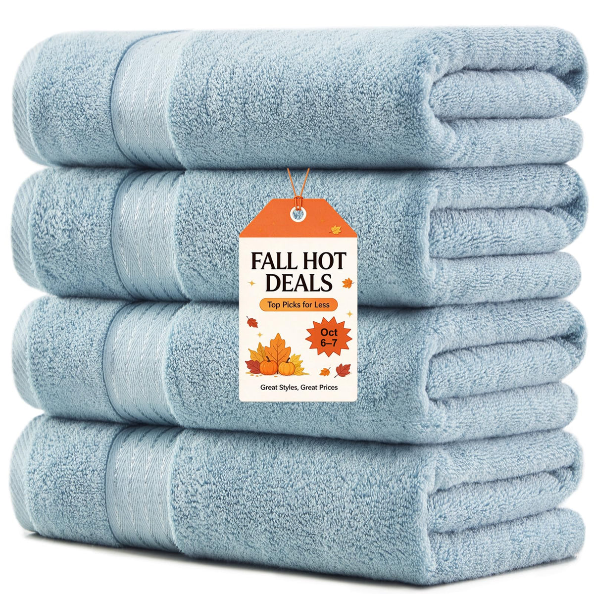 COZYART Luxury Bath Towels 4 PCS, 27x54 650 GSM Turkish Cotton Burnt Orange