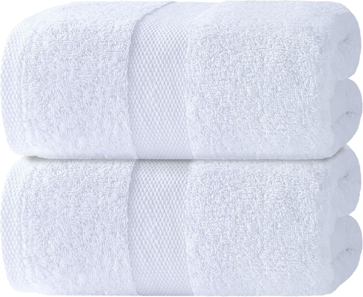 Wealuxe White Bath Sheets Extra Large - 35x70, 2 Pack, Soft and Absorbent