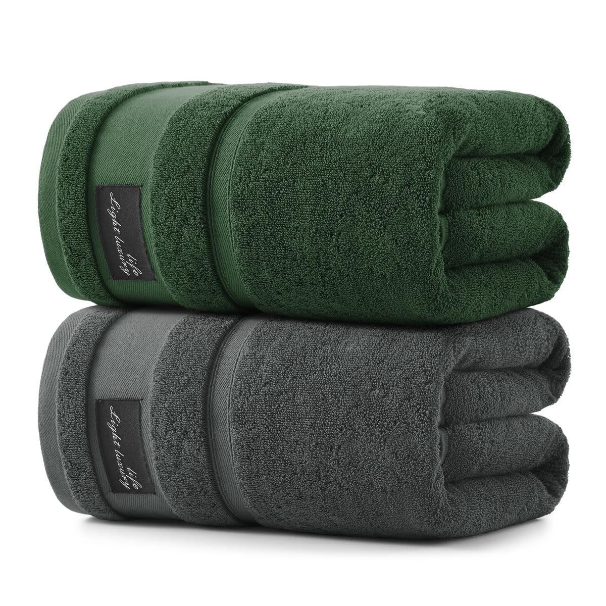 REDKISS 2 Pack Bath Towels Large 32x63 Inches, Heavyweight 760G - Dark Gray