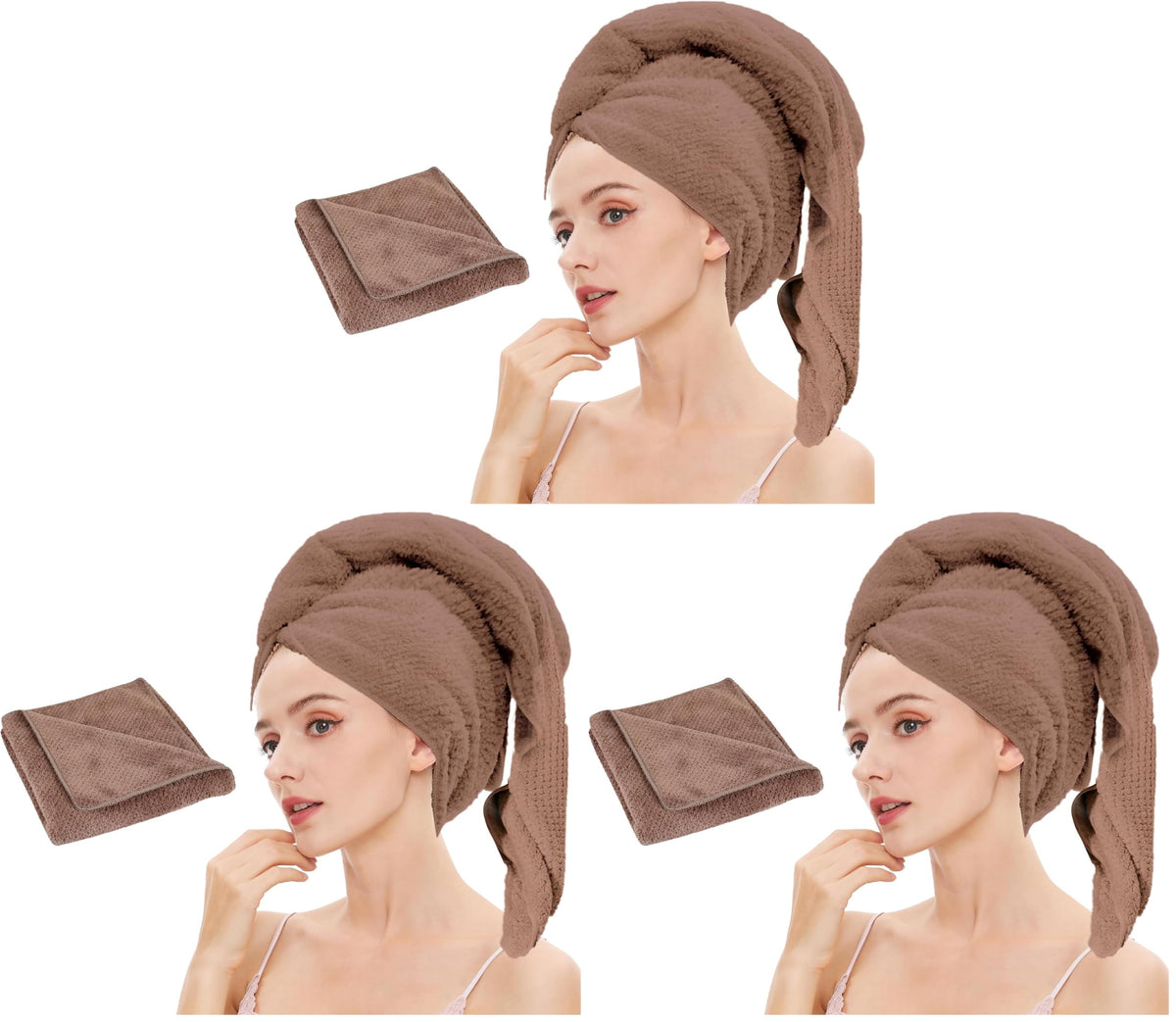 Microfiber Hair Towel Quick Dry Hair Towel Hair Drying Towels Suitable for All Kinds of Hair Ultra Absorbent Long and Thick Hair 24X48inch Dark Brown (1pcs)