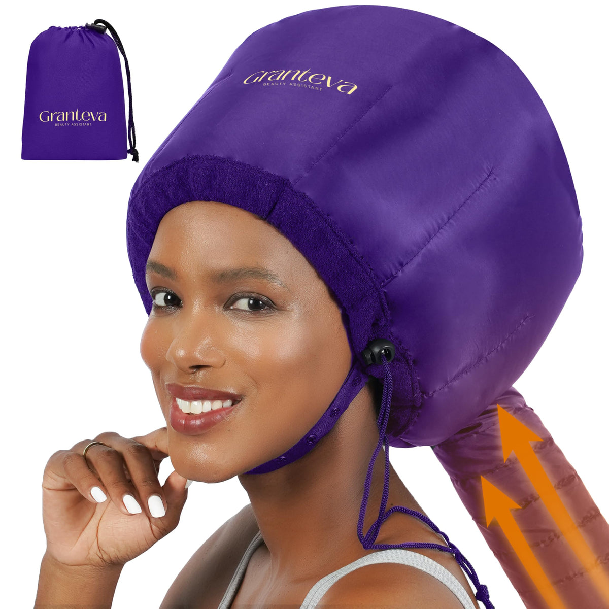 Hooded Hair Dryer Attachment w/A Headband Integrated That Reduces Heat Around Ears & Neck - Hair Dryer Hooded Diffuser Cap for Curly, Speeds Up Drying Time, Deep Conditioning At Home - Portable, Large