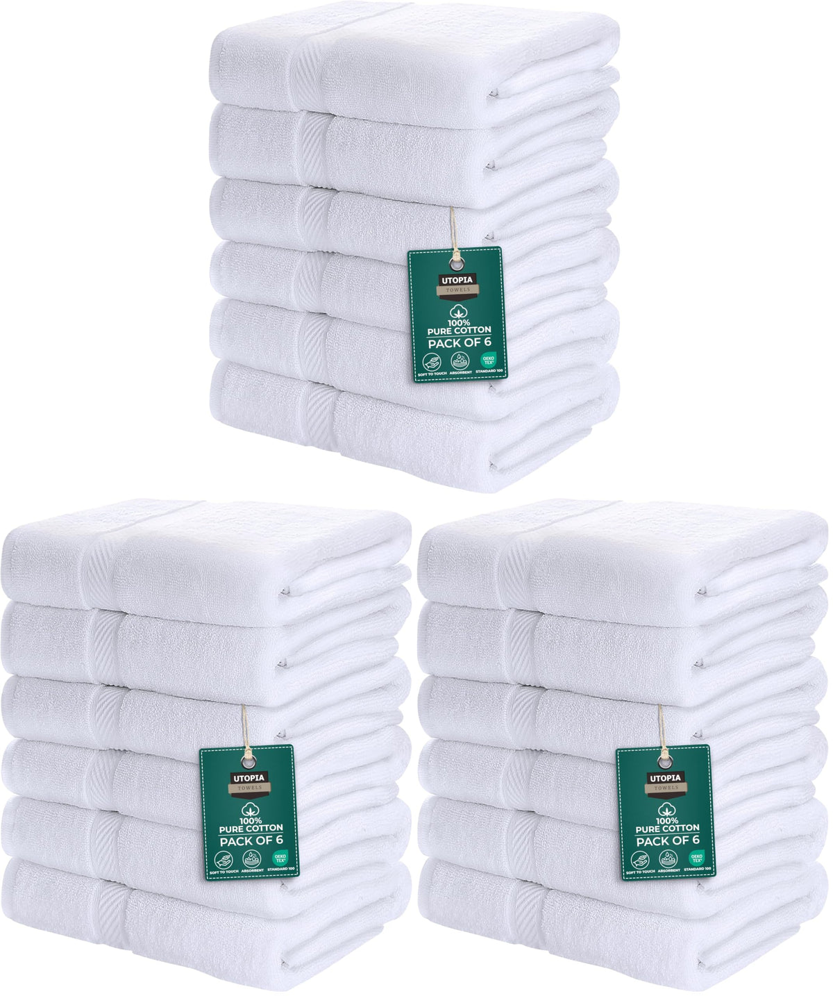Utopia Towels 6 Pack Medium Bath Towels, 24x48 in, 100% Cotton, Grey