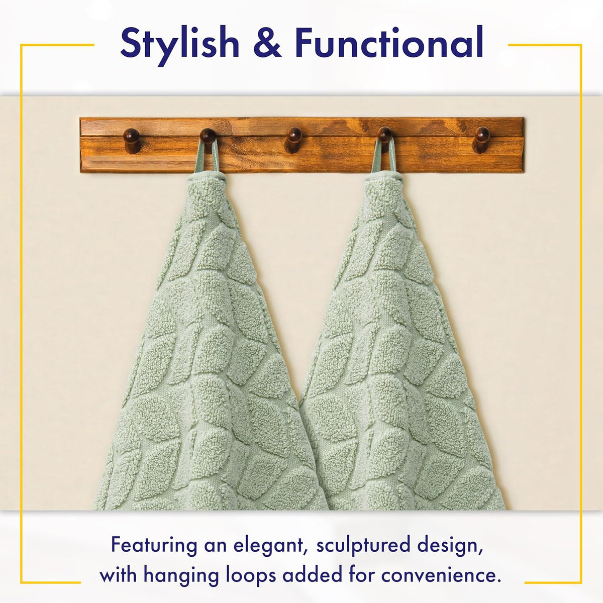 Luxury 100% Cotton Decorative Bath Towel Set, Ultra Soft - Eucalyptus Green