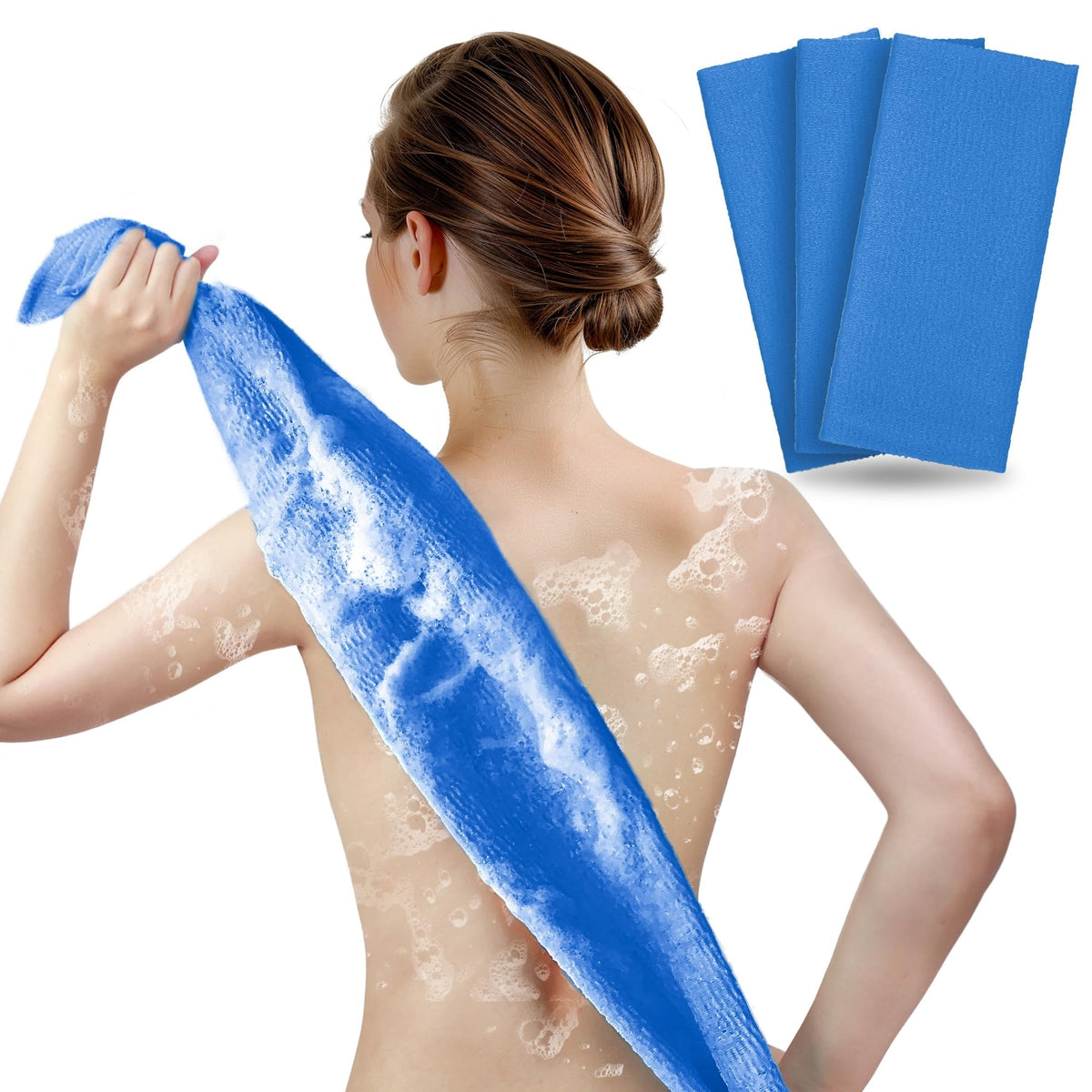 ARCH&M Exfoliating Washcloth & Japanese Shower Towel, 3 Pack, Body Scrubber