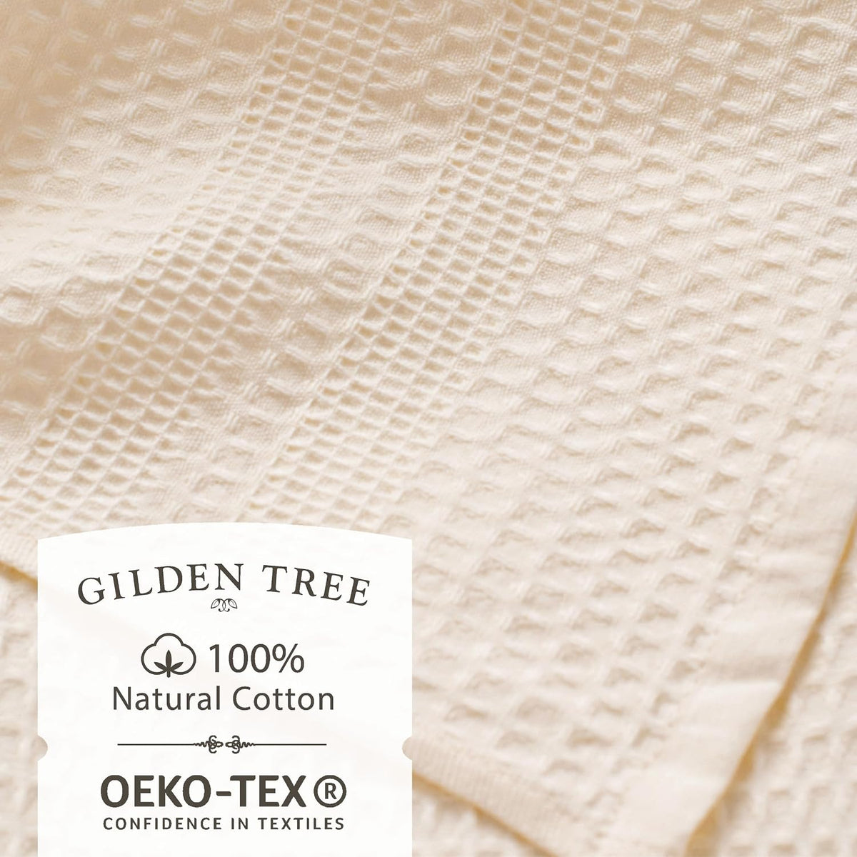 GILDEN TREE Waffle Towels for Bathroom, 100% Cotton Quick Dry Towel, Waffle Bath Towels Large, Absorbent Lightweight Travel Towel, Bath Towels Set of 2, Classic Style (Cream)