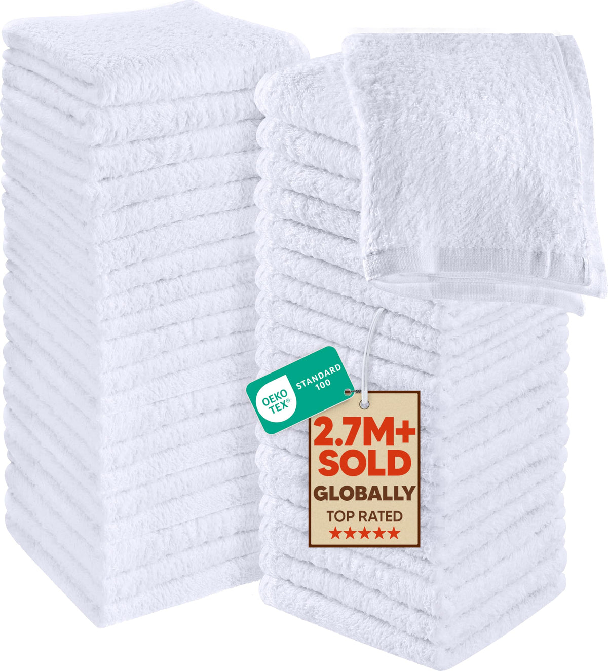 Utopia Towels 24 Pack Washcloths, 12x12 in, 100% Cotton, Grey