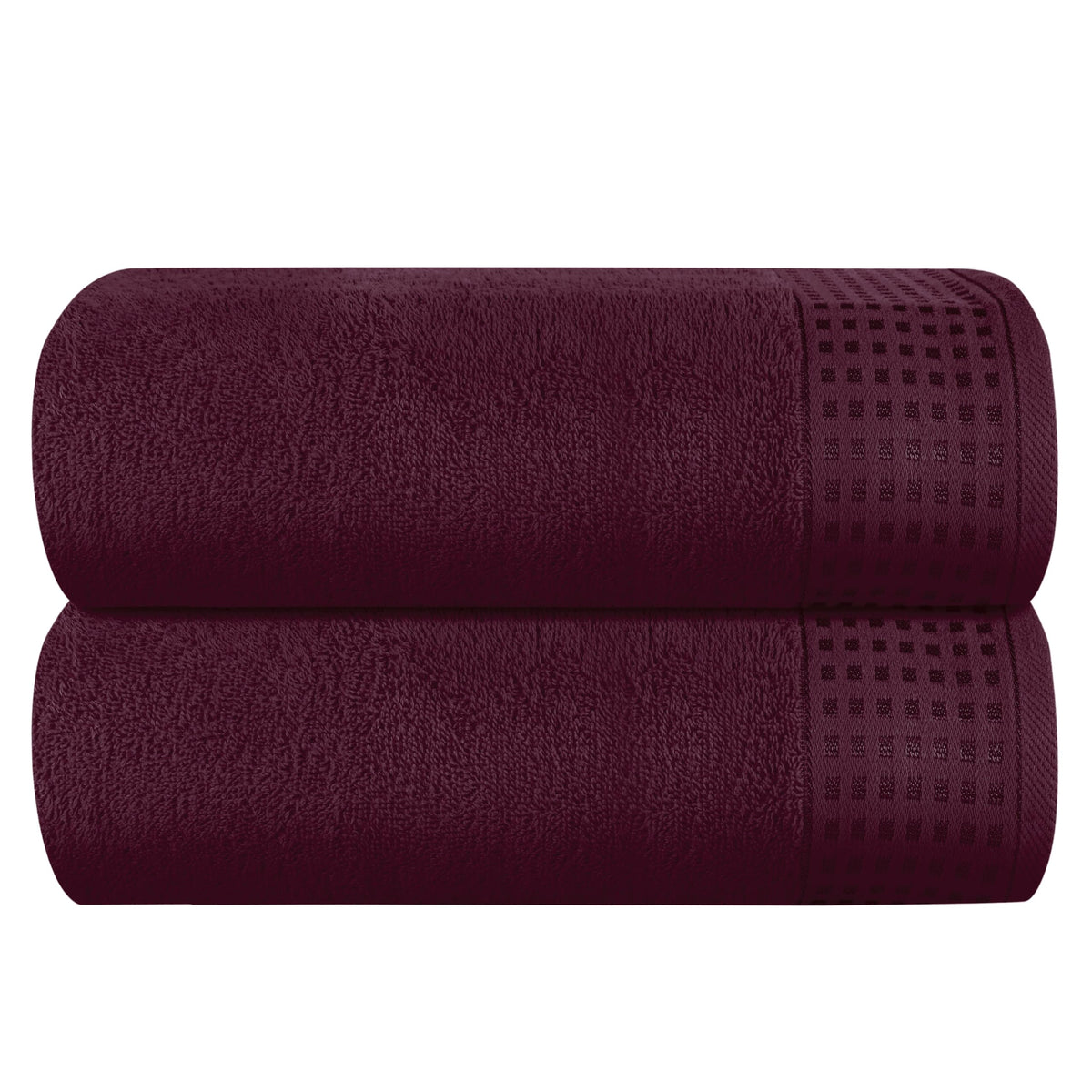 GLAMBURG 100% Cotton 2 Pack Oversized Bath Towel Set 28x55 Inches, Ultra Soft Highly Absorbant Compact Quickdry & Lightweight Large Bath Towels, Ideal for Gym Travel Camp Pool - Purple