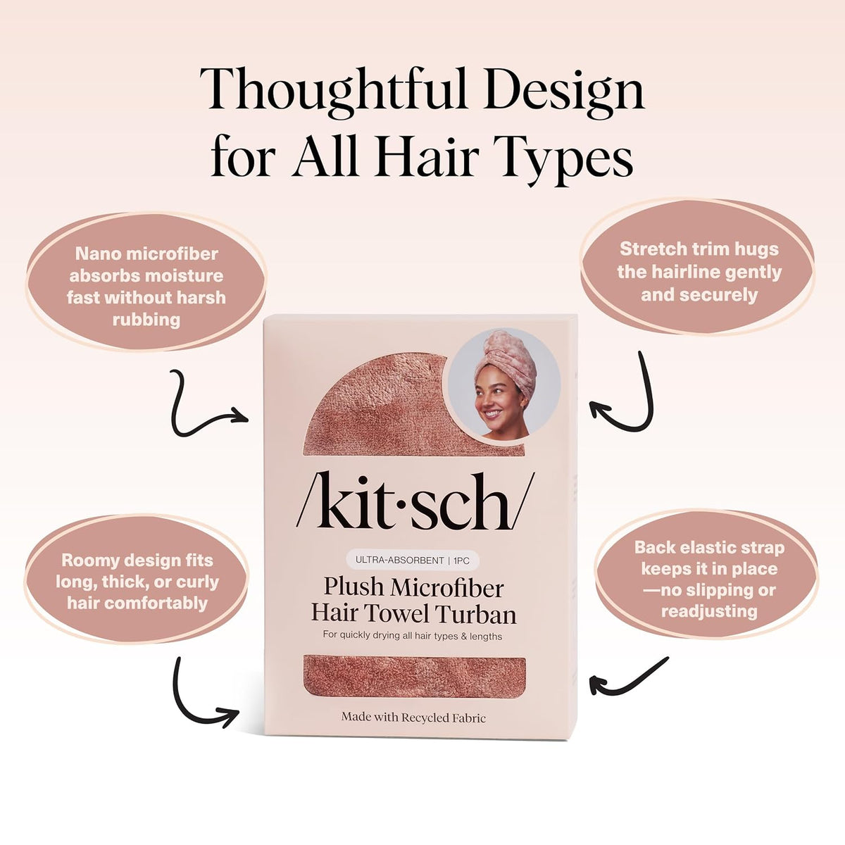 Kitsch XL Microfiber Hair Towel Wrap for Women - Terracotta