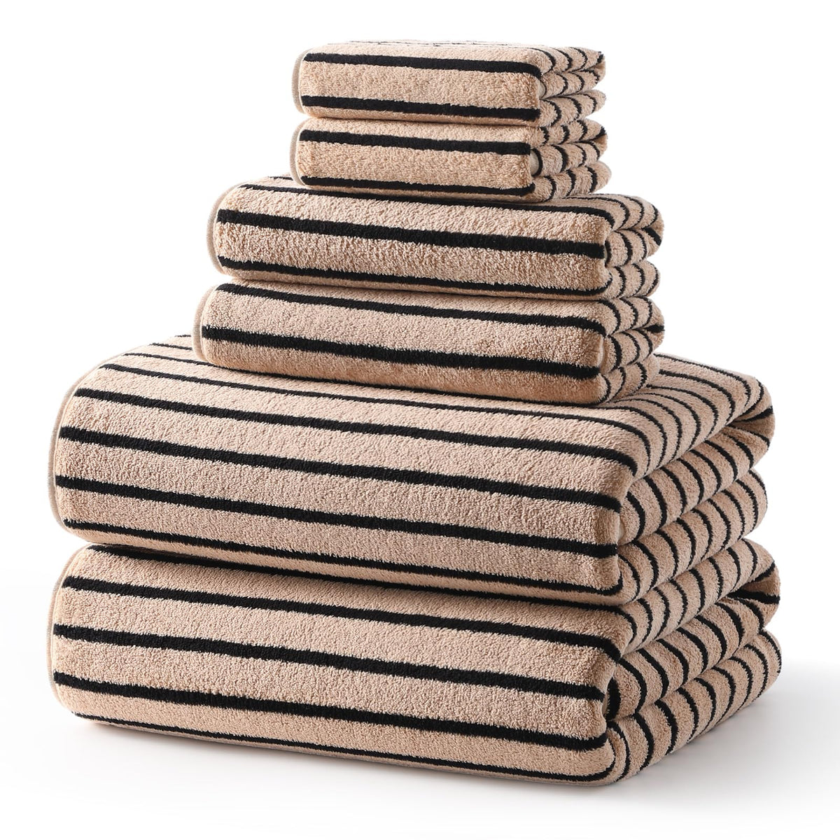 ecolook Striped Microfiber Bathroom Towel Set, Lightweight-Green